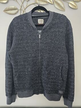 Jack & Jones Vintage Charcoal Gray Zip-Up Knit Bomber Sz XL